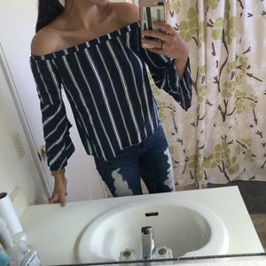 Blue off shoulder top